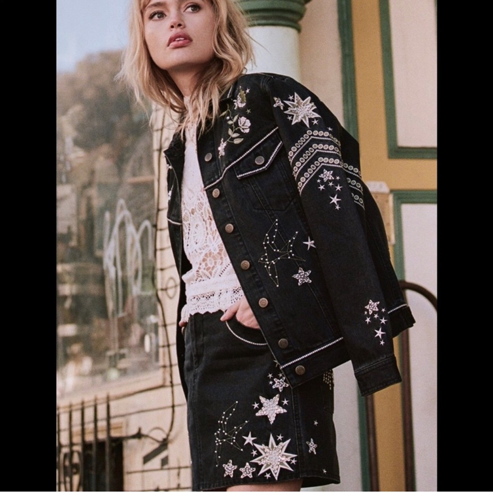 Spell Celestial Embellished Denim Jacket Large